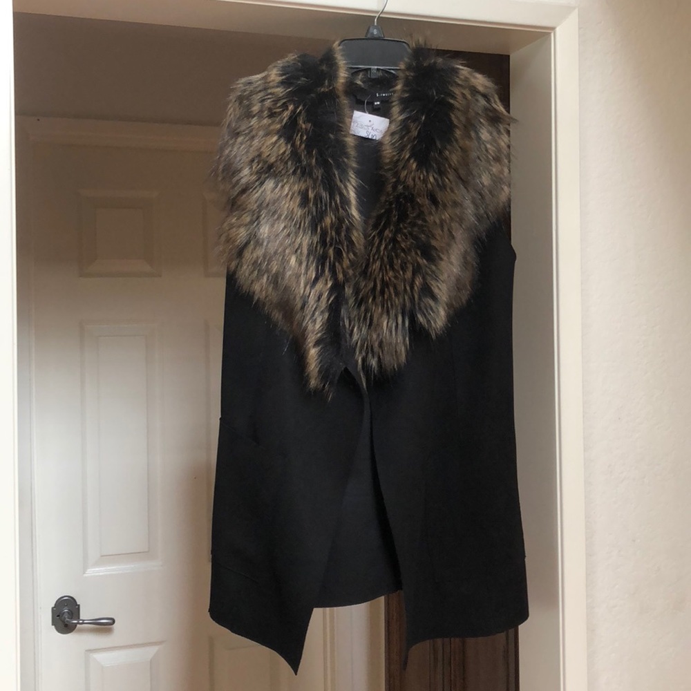 Faux Fur/Faux Suede Sleeveless Long Vest